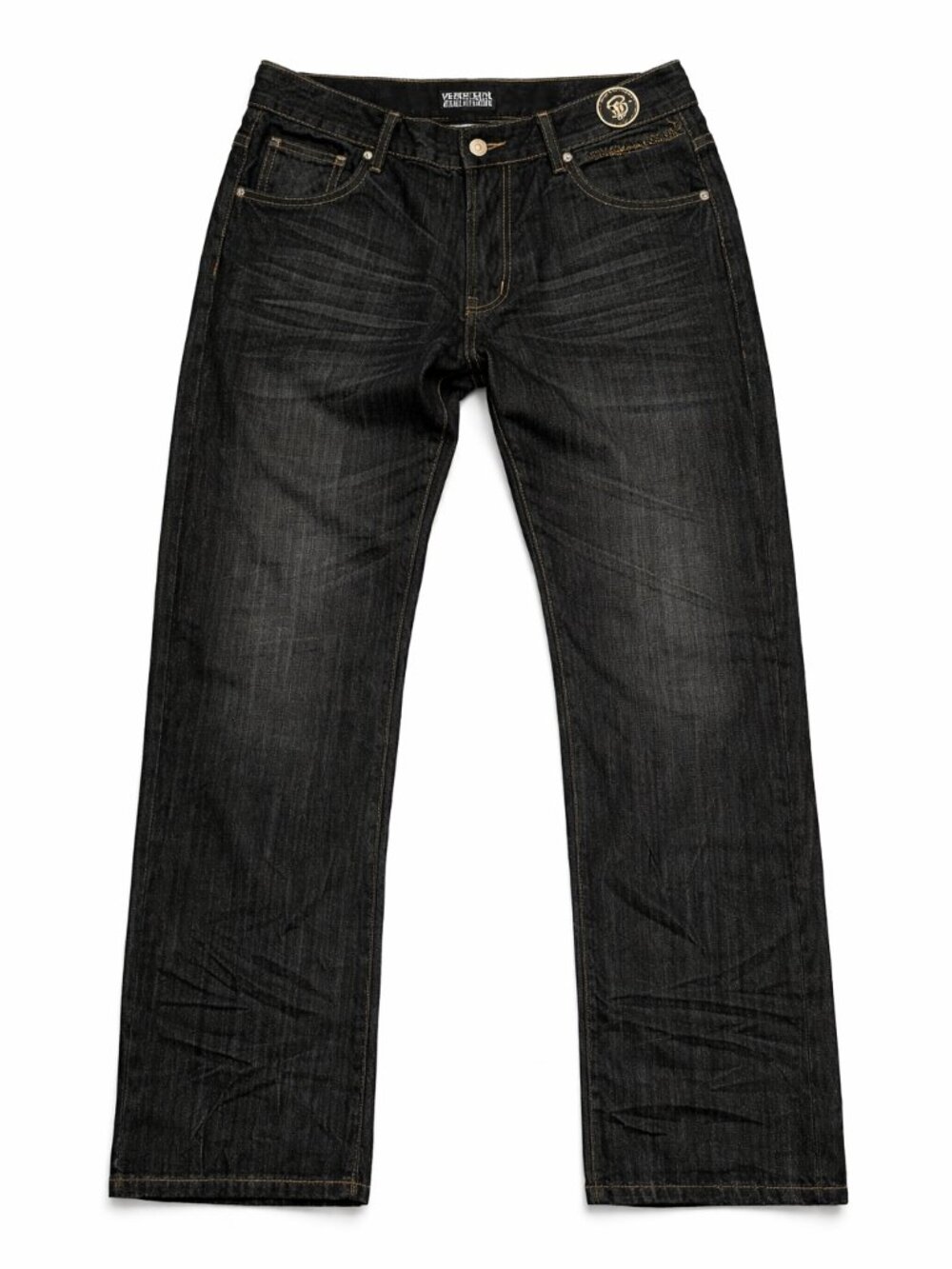 Versace Couture Black Wash Jeans Men’s 34 Medusa Logo Straight Leg Designer